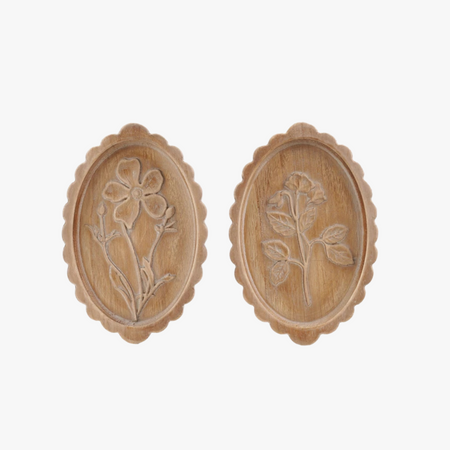 Etched Wood Botanicals - scalloped edge