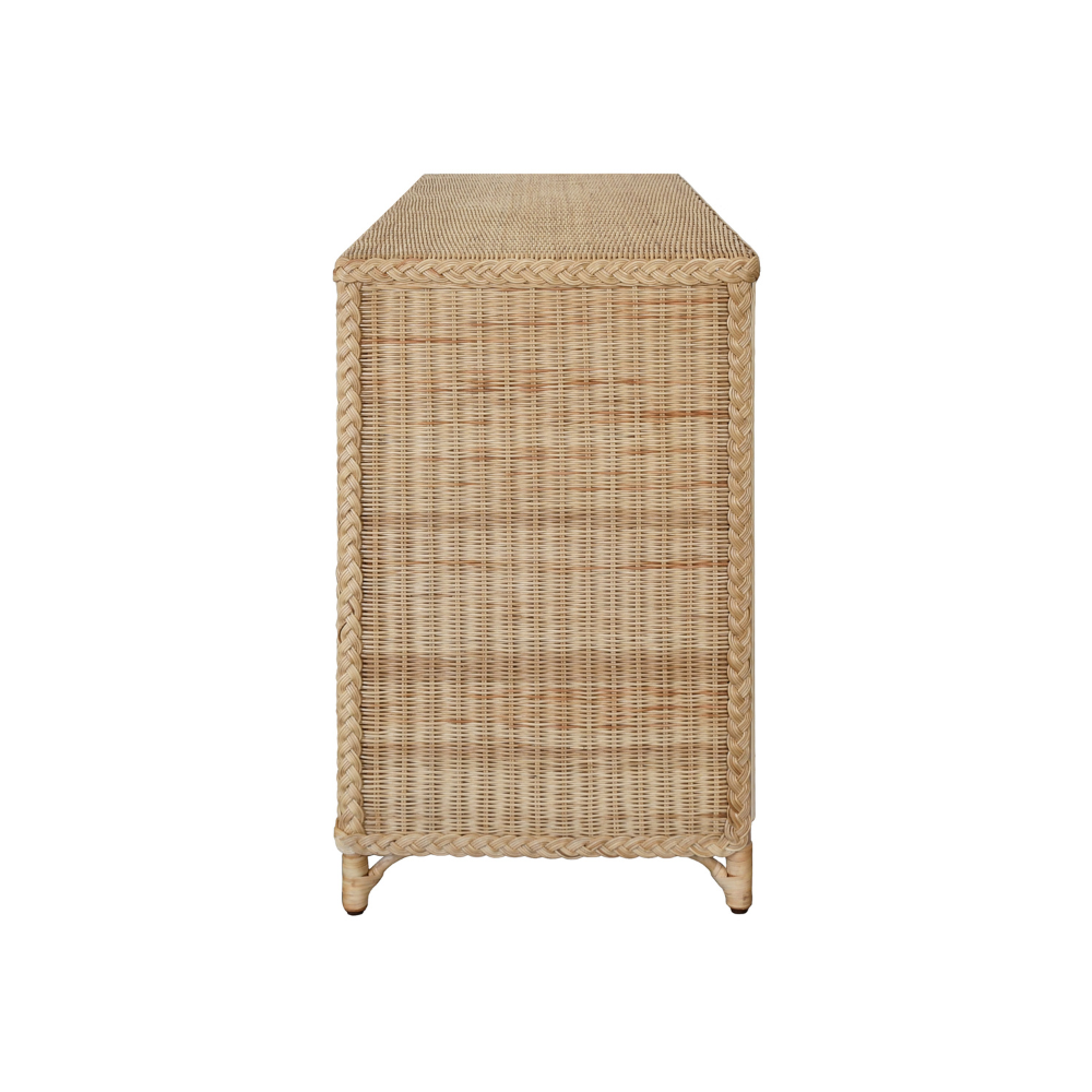 Evangeline Woven Rattan Buffet Side View