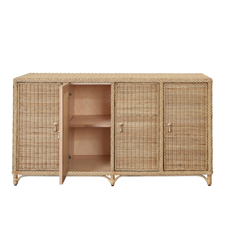 Evangeline Woven Rattan Buffet with open Doors
