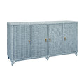 Evangeline Light Blue Four Door Woven Rattan Buffet