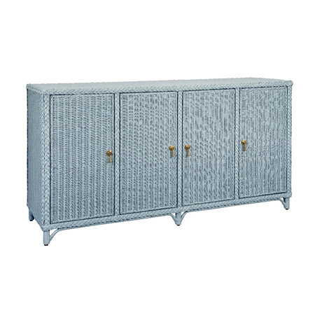 Evangeline Light Blue Four Door Woven Rattan Buffet
