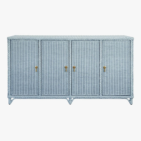 Evangeline Light Blue Rattan Buffet