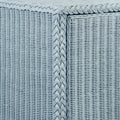 Evangeline Light Blue Woven Rattan Buffet corner closeup