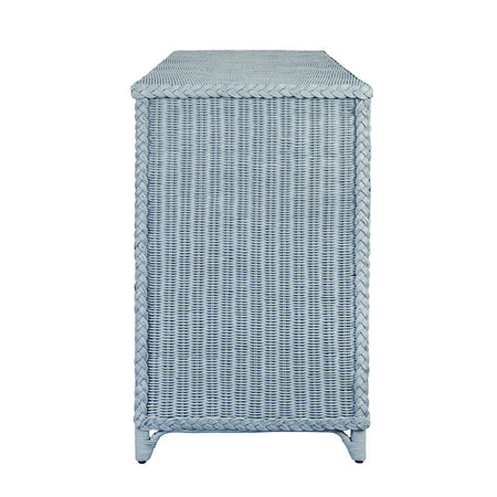 Evangeline Light Blue Woven Rattan Buffet side view