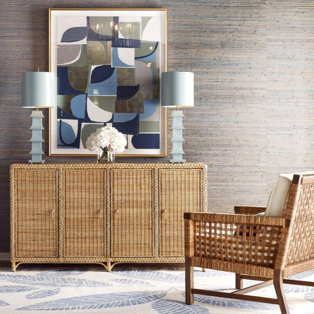 Evangeline Woven Rattan Buffet with Hannon Chair