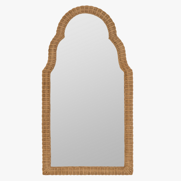Ezra Arched Rattan Mirror - Woven Wicker Wall Mirror - Dear Keaton