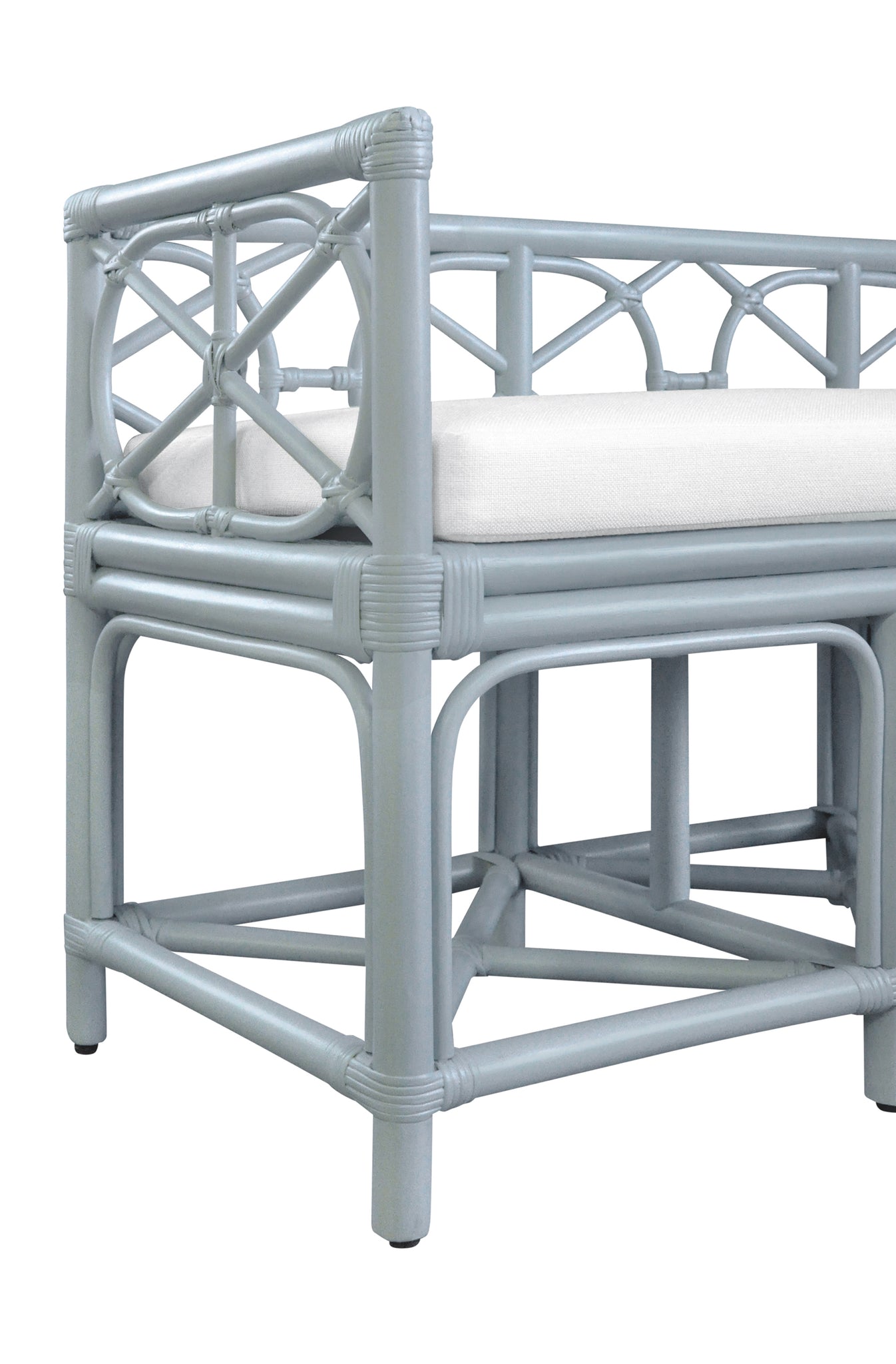 Fernandina Light Blue Rattan Bench