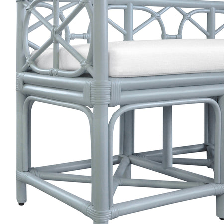 Fernandina Light Blue Rattan Bench
