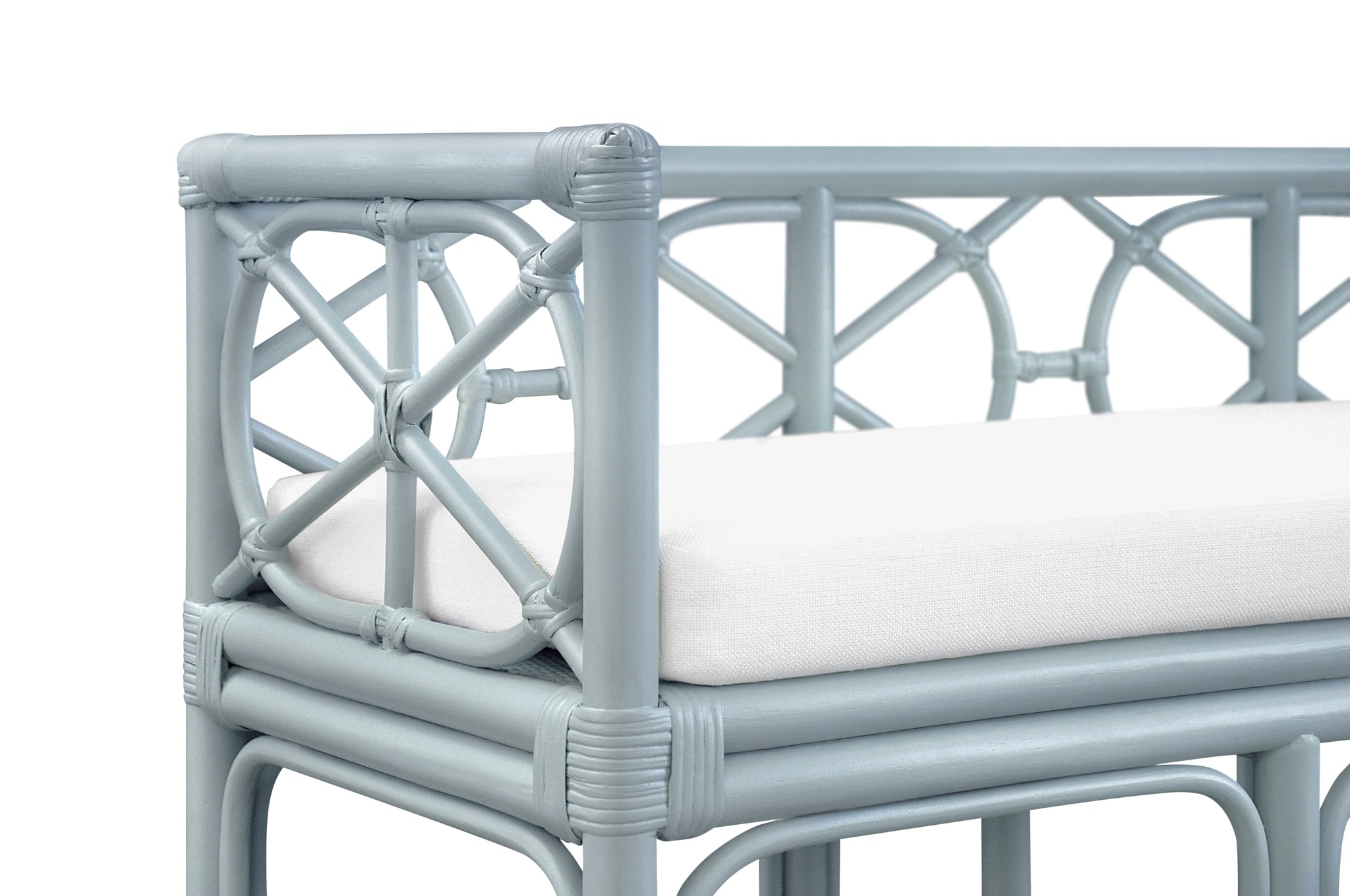 Fernandina Light Blue Rattan Bench