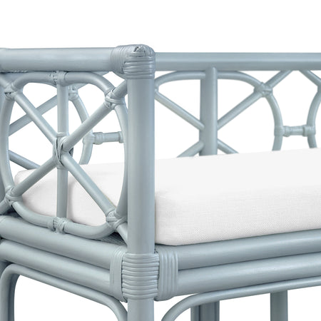 Fernandina Light Blue Rattan Bench
