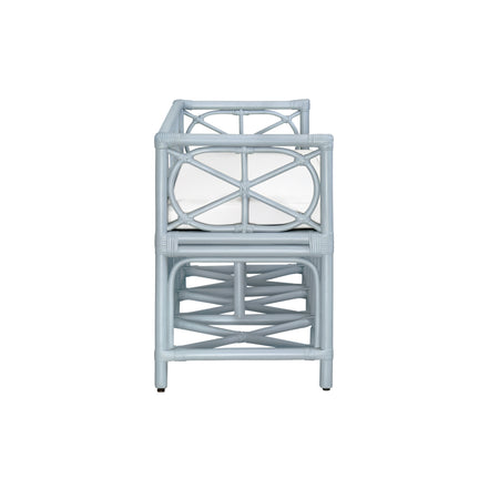 Fernandina Light Blue Rattan Bench