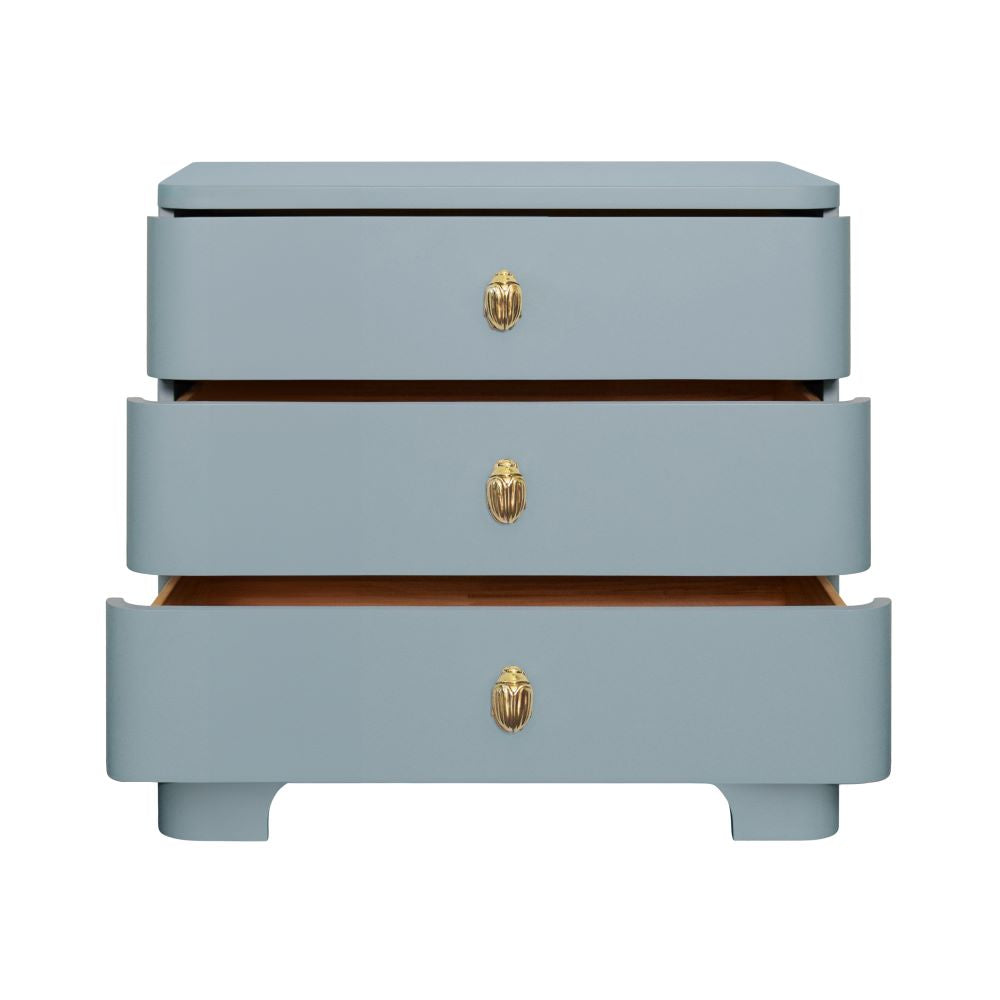 Fleur Light Blue Side Table with open drawers