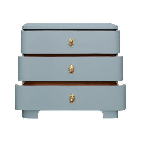 Fleur Light Blue Side Table with open drawers