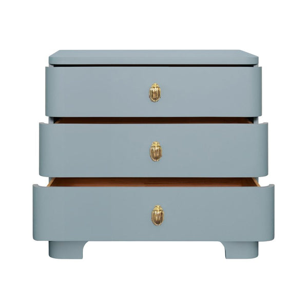 Fleur Light Blue Side Table with open drawers