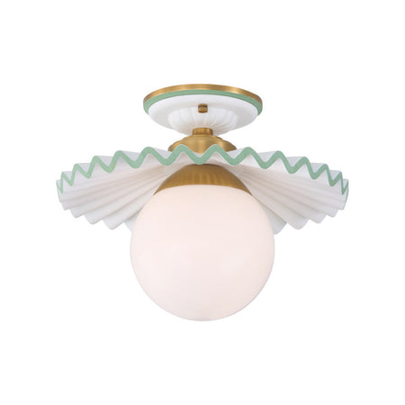 Fancy Ruffle Flushmount green edge details