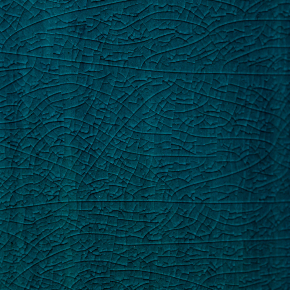 Faraway Ceramic Table Lamp - crackle reactive blue glaze closeup