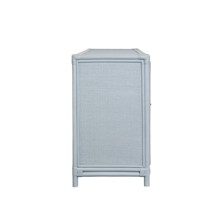 Fernandina Light Blue Rattan Cabinet side view