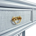 Fernandina Light Blue Rattan Console - brass hardware