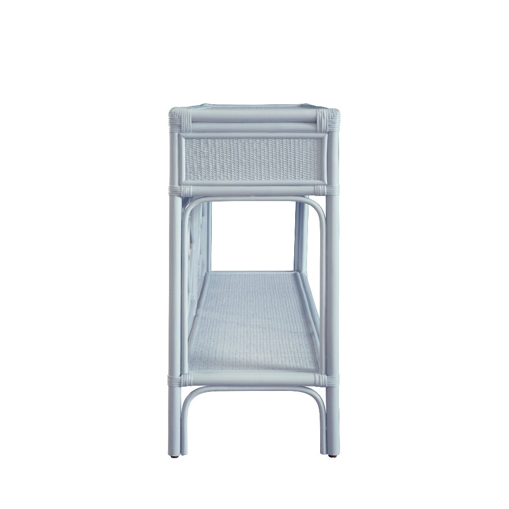 Fernandina Light Blue Rattan Console side view