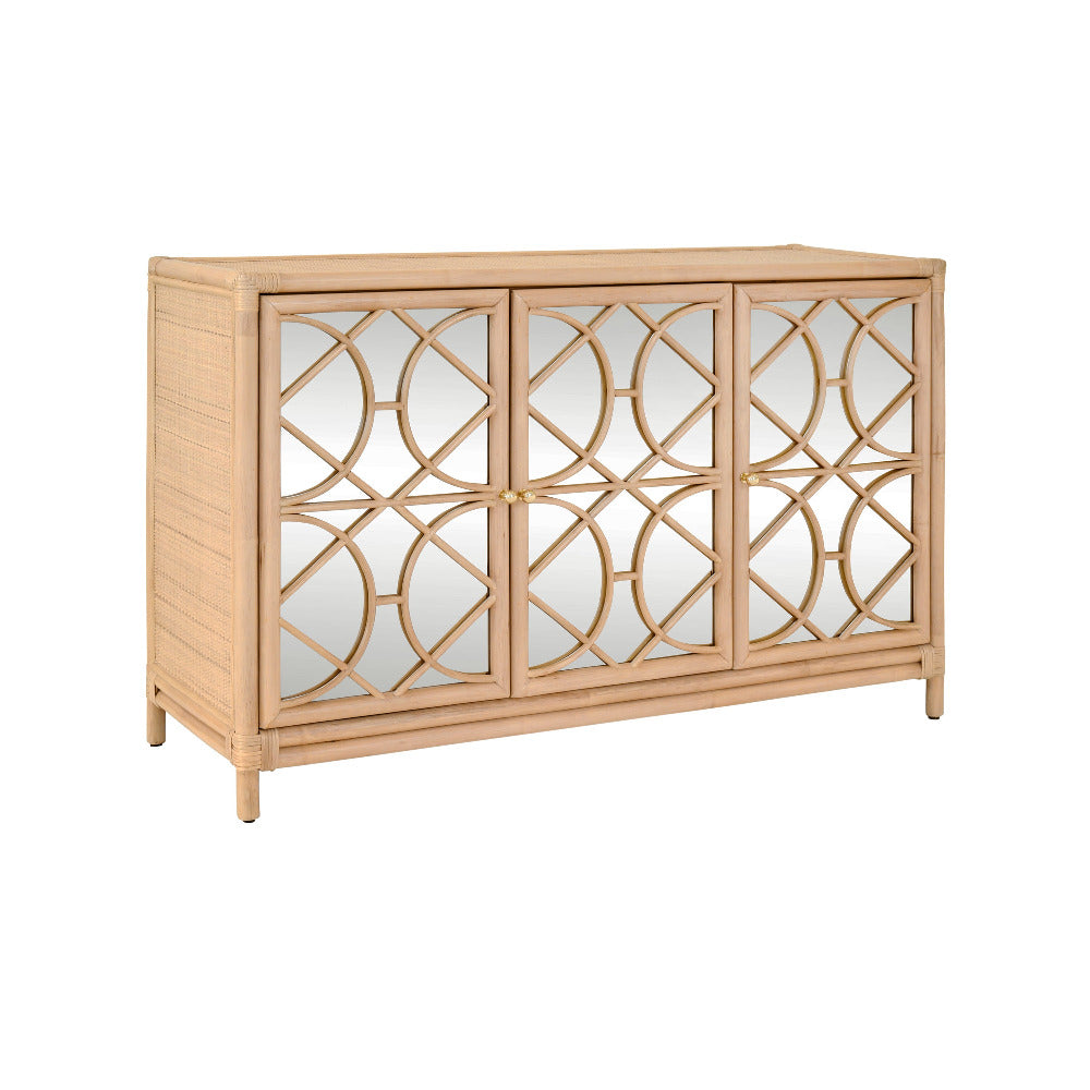 Fernandina Rattan Cabinet - mirror front doors