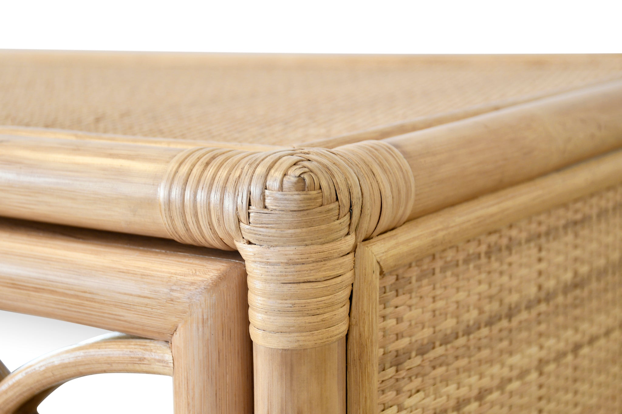 Fernandina Rattan Cabinet corner closeup