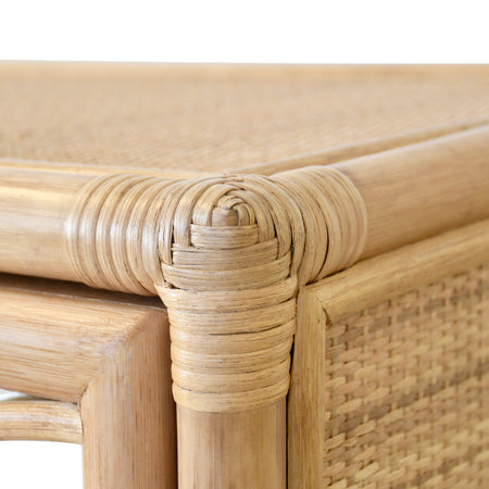 Fernandina Rattan Cabinet corner closeup