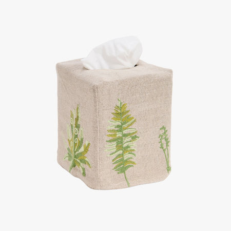 Ferns Embroidered Tissue Box Cover