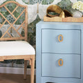 Castella Light Blue Side Table with tray and chair