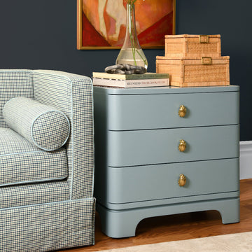 Fleur Light Blue Side Table - Lacquered Bedside Table