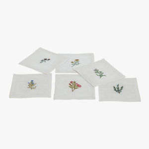 Floral Linen Cocktail Napkin Set