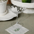 Floral Linen Cocktail Napkin with glass fluted coupe