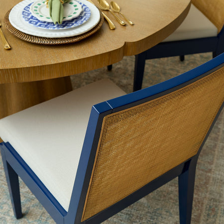 Florian Sea Blue Chair with cane back styled