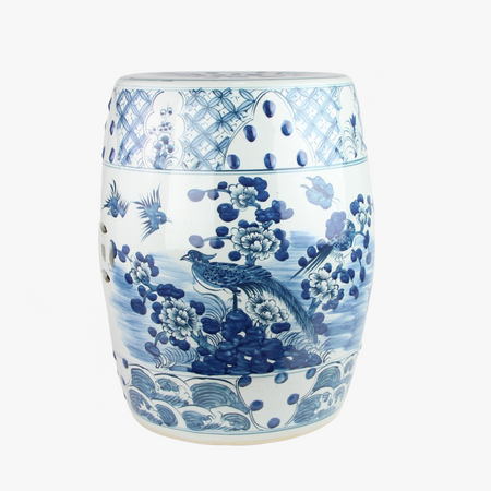 Flowering Branch and Bird Garden Stool