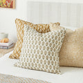 Fossano  and Salotto Saffron Pillow Cover on bed