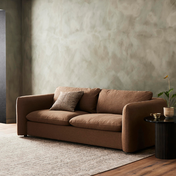 Brown Nelle Sofa Styled in Living Room