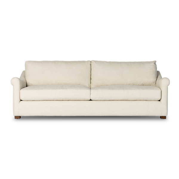 Bella Linen Sofa Front View - Linen Upholstery