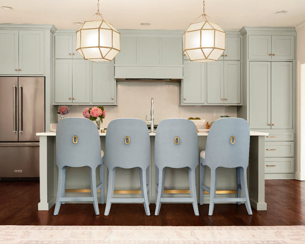 Sabine Light Blue Counter Stool - Performance Fabric - Dear Keaton