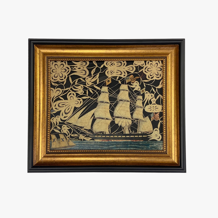 Framed Papercut Ship