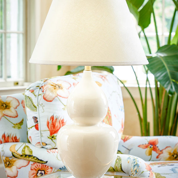 Francine Ivoery Ceramic Table Lamp with Tapered Shade