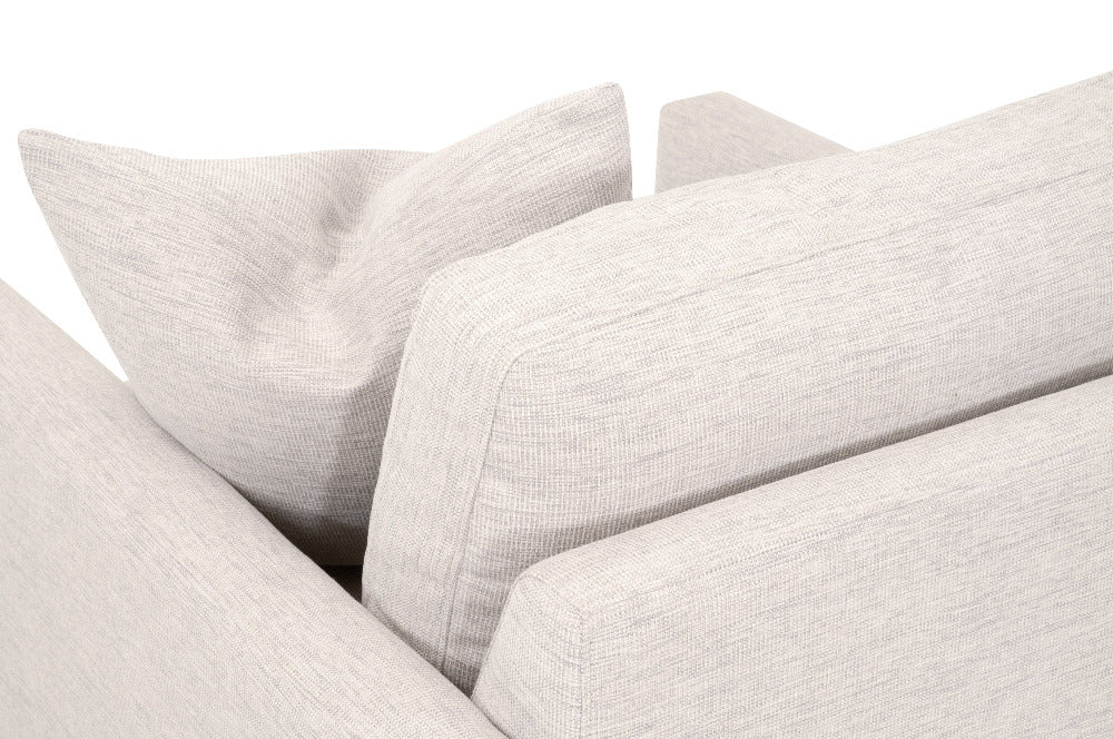 Francis Slim Arm Sofa Chair - stone basket weave neutral fabric closeup