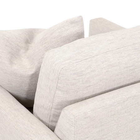 Francis Slim Arm Sofa Chair - stone basket weave neutral fabric closeup