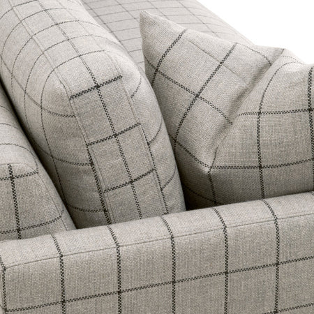 Francis Windowpane Sofa - plaid performance fabric cushion closeup