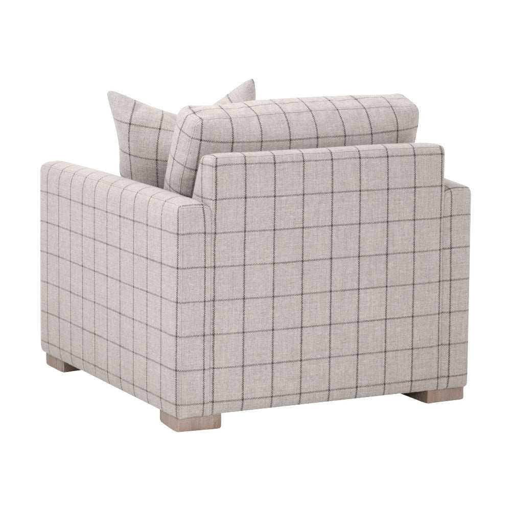 Francis Windowpane Sofa Chair - plaid fabric - back details