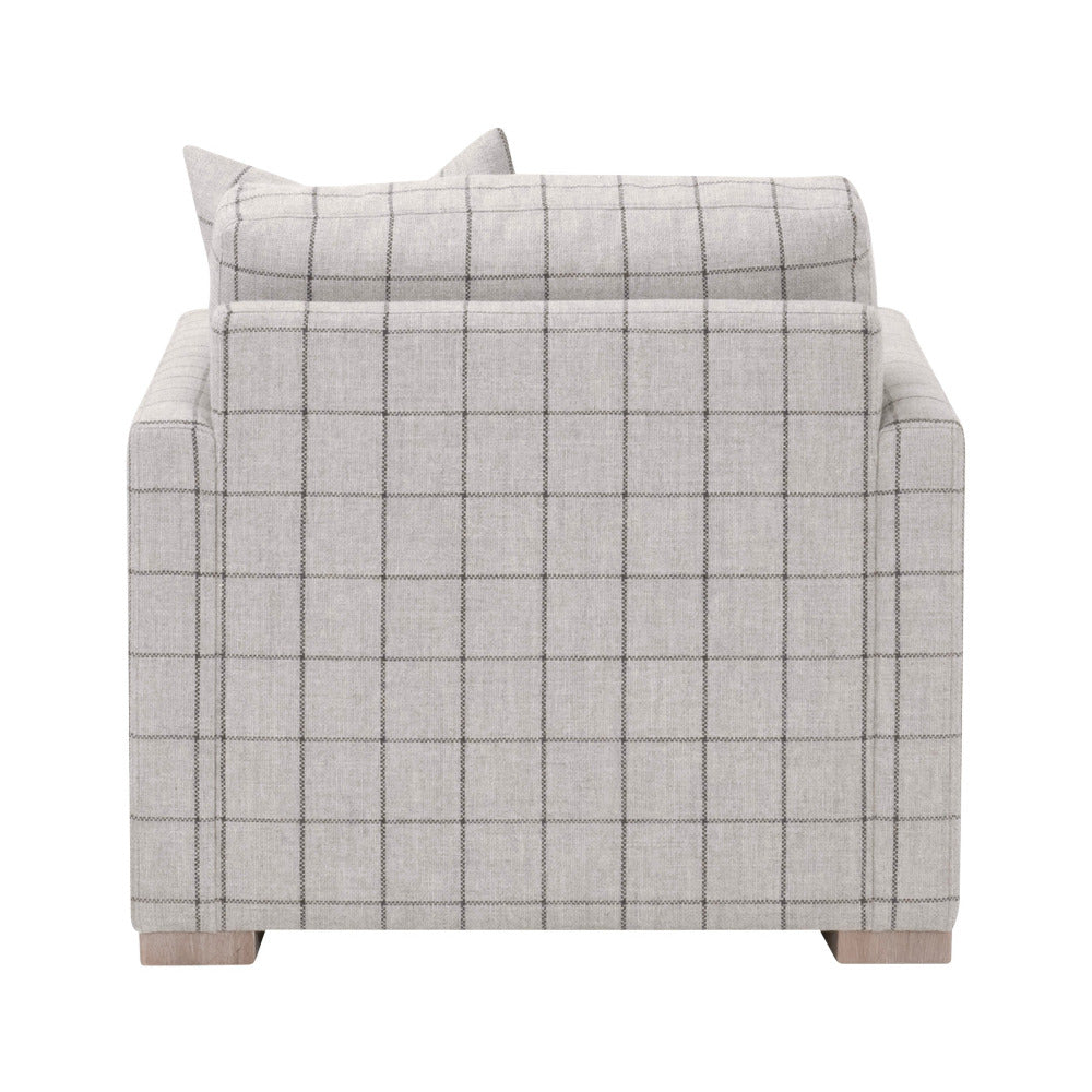 Francis Windowpane Sofa Chair - plaid fabric - back fabric details