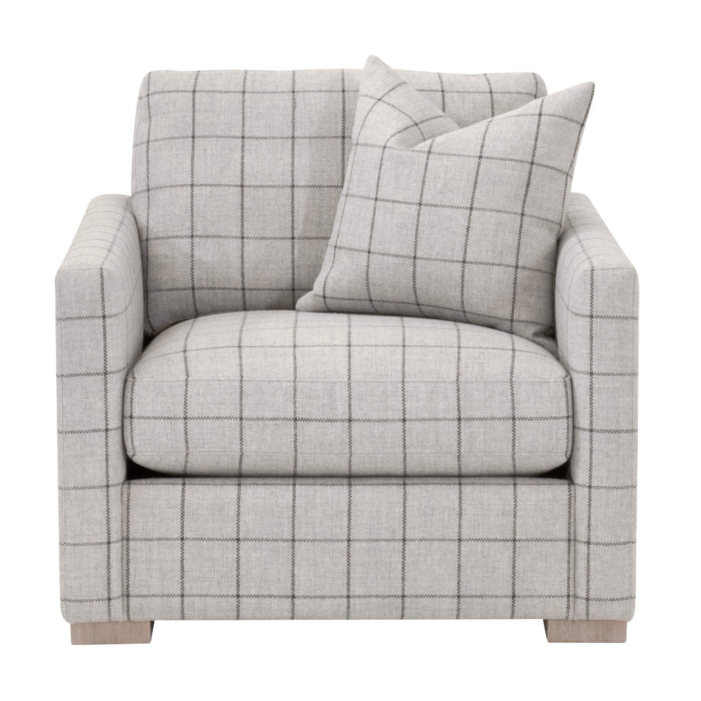 Francis Windowpane Sofa Chair - plaid performance fabric 