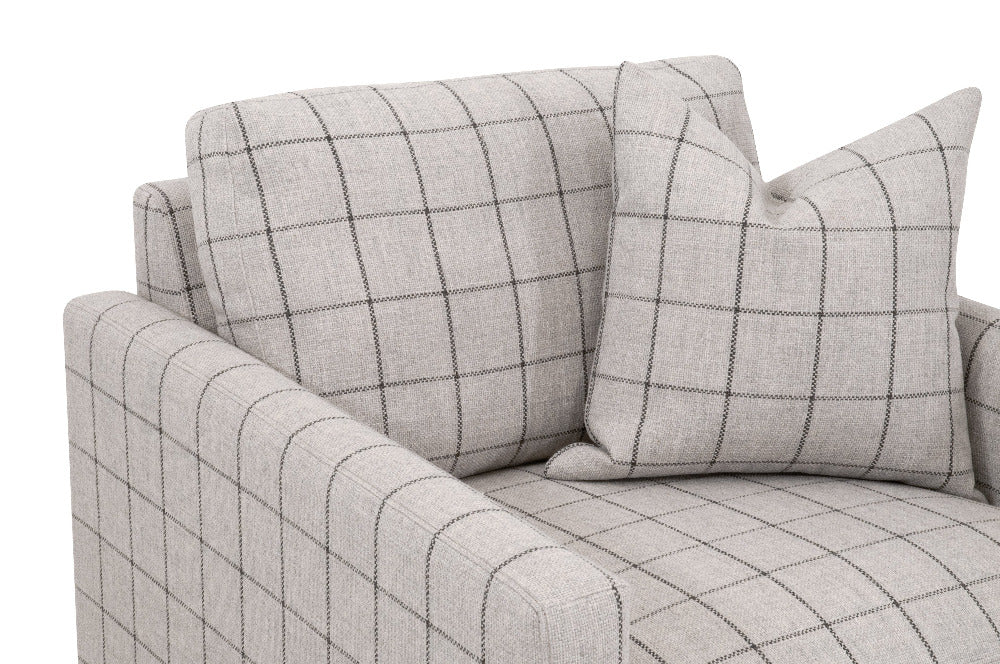 Francis Windowpane Sofa Upholstered Lounge Chair with accent pillow