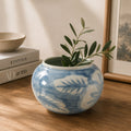 Freya Round Pot next to book stack