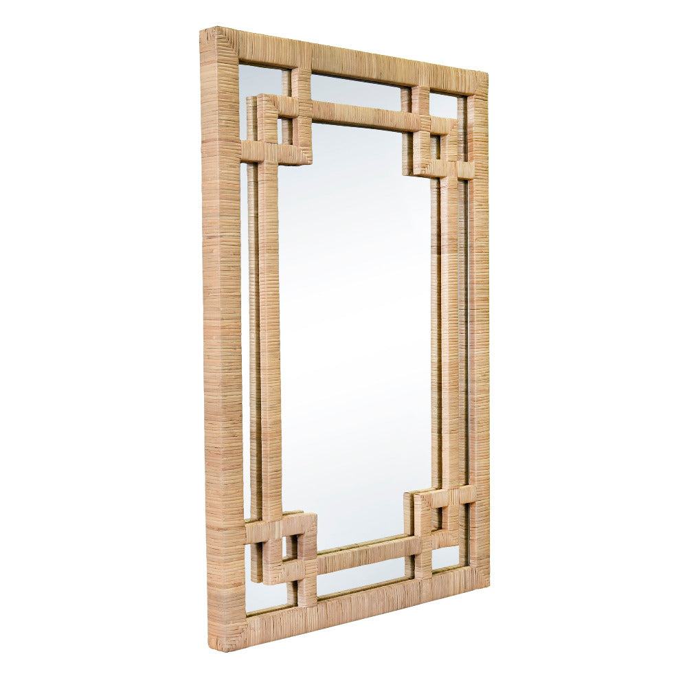 Rhodes Rattan Wall Mirror - Greek Key Design