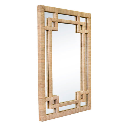 Rhodes Rattan Wall Mirror - Greek Key Design