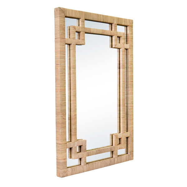 Rhodes Rattan Wall Mirror - Greek Key Design
